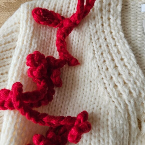 NWT Hot Topic Red Ribbon and Cream Cardigan Sweater - Picture 3 of 7
